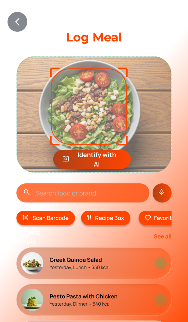 Identification d'un repas par IA