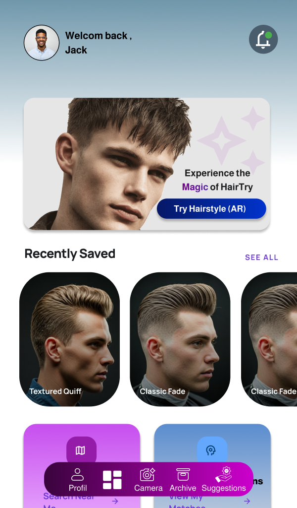 Écran d'accueil de Hair Changer