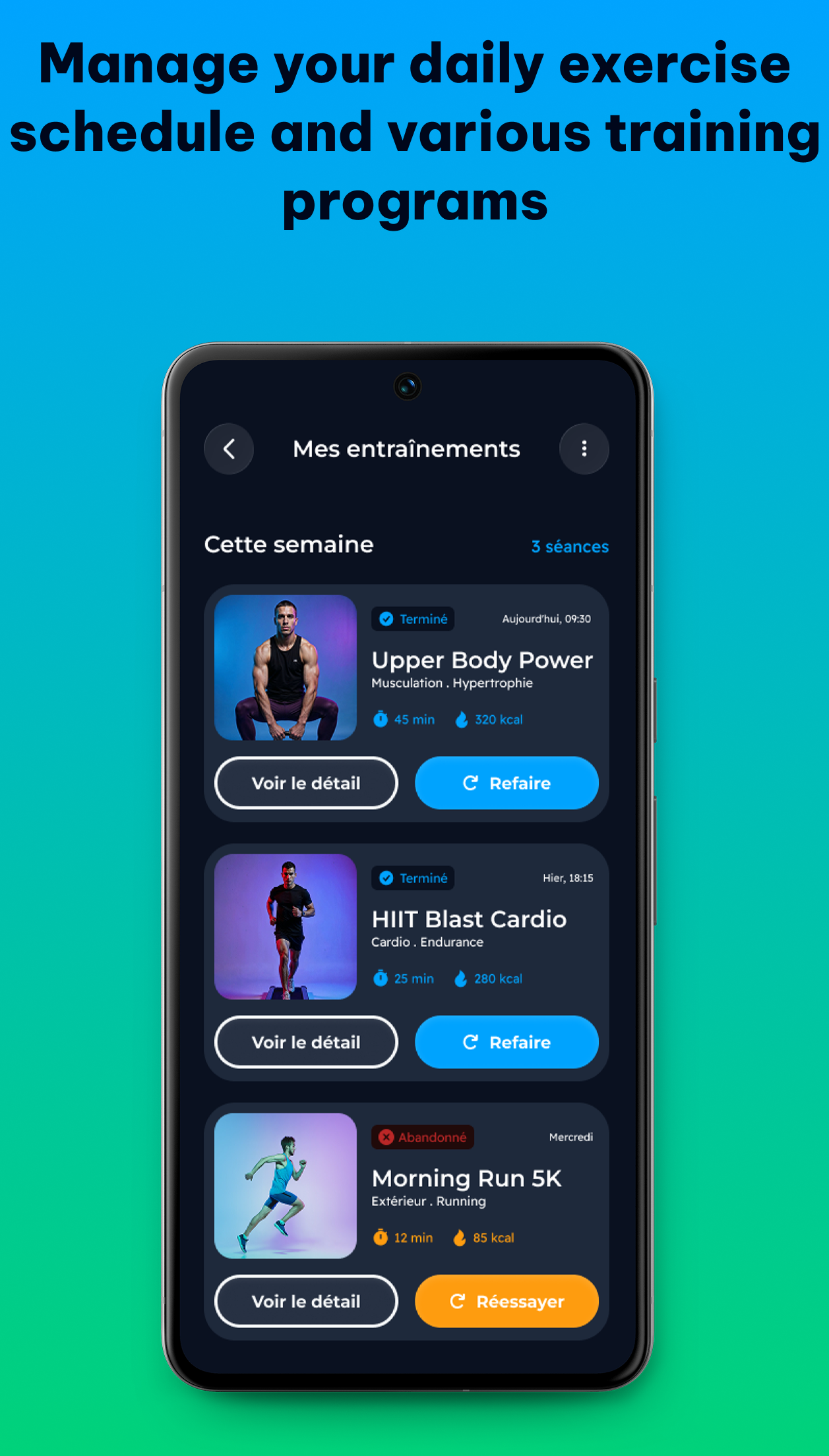 Gestion des entraînements et programmes